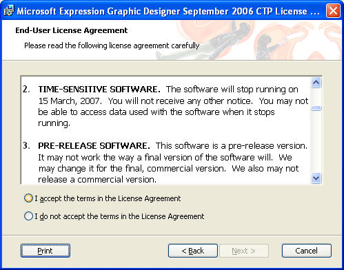 Expression Graphic Designer License terms