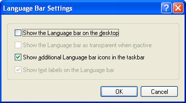 Windows Language Bar Settings